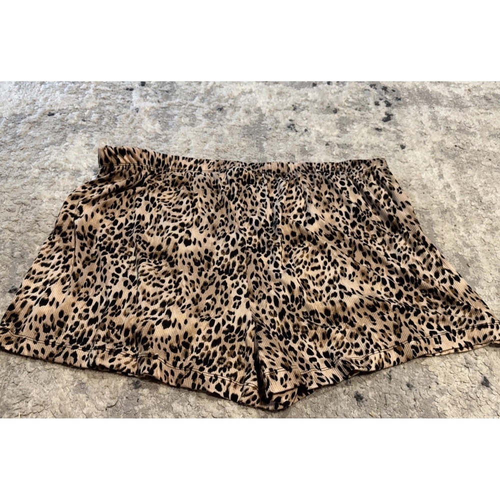 Just Be Pajama Shorts Womens Sz 3XL Leopard Animal Print Lounge Sleepwear Brown - Picture 5 of 5